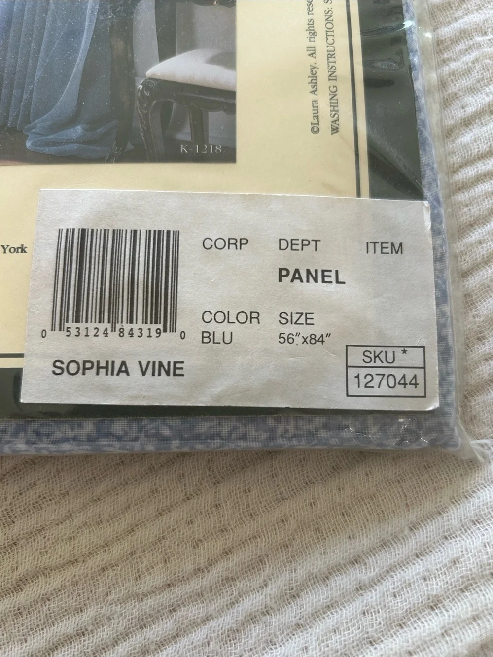 1 Laura‎ Ashley Vtg Brand New Old Stock Sophia Vine Sheer Rodpocket Panel 56x84”